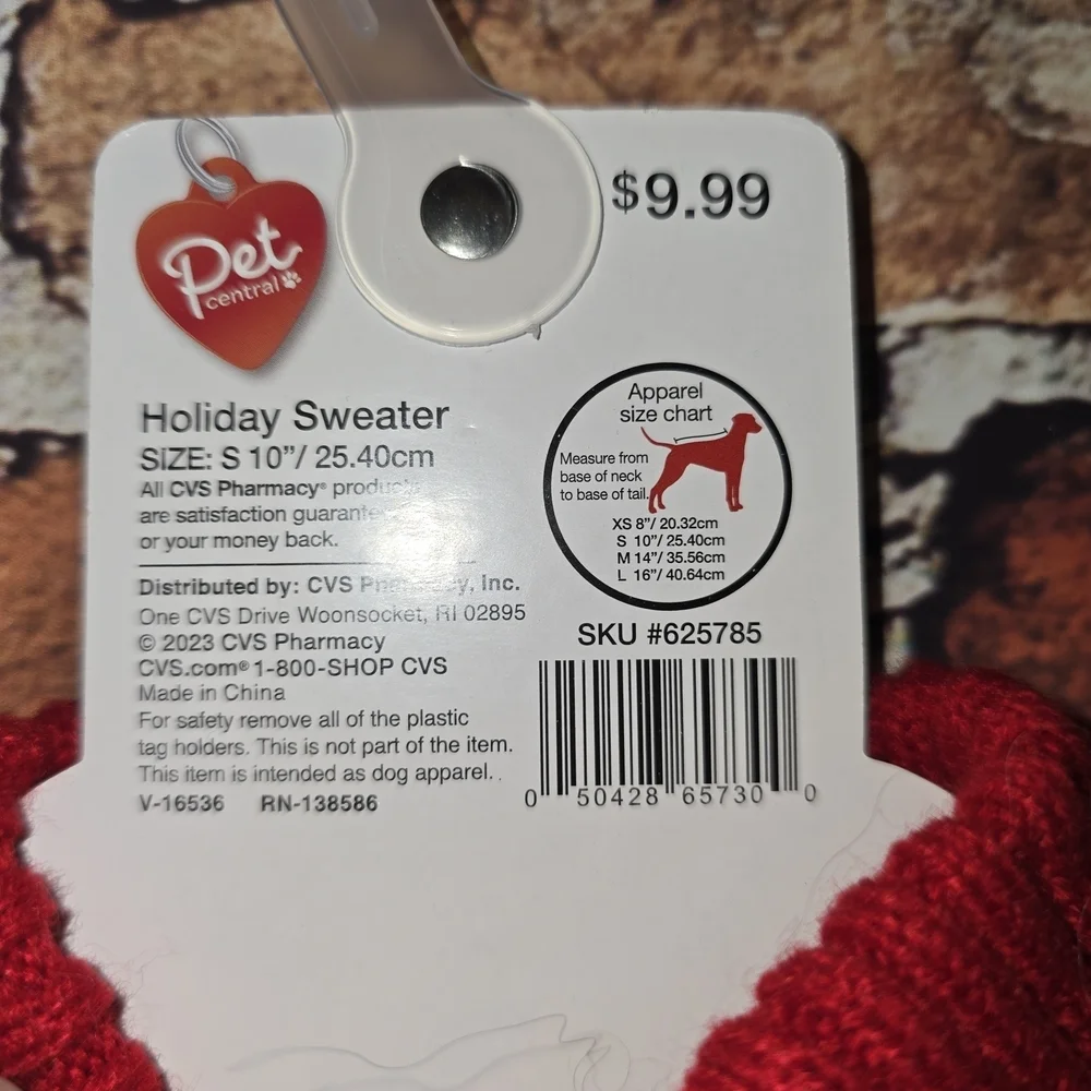 Pet Central  Holiday Dog Sweater - Red Penguin Design Size Small